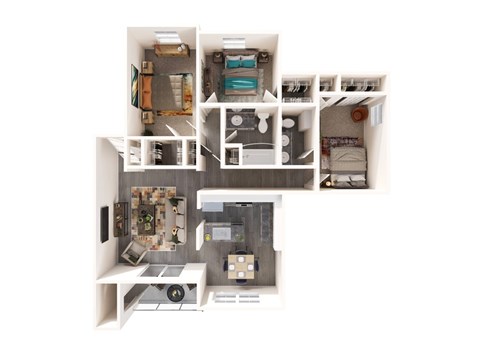 Floor plan for 3 beds, 1.5 baths, 1156 sqft